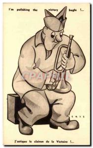 Old Postcard Illustrator Army Humor Trumpet Trumpet Lass