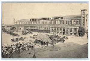 c1910 View Of Szczecin Train Station from Hotel Baltic Berlin Germany Postcard