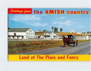 Postcard Land of The Plain and Fancy, Greetings from the Amish country, PA