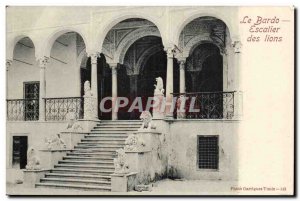 Tunisia Tunis Old Postcard Prado Staircase Lions