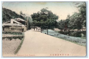 1918 Scene at Katamachi Road Nagasaki Japan River View Antique Postcard