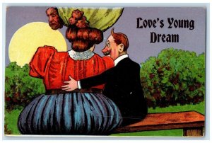 1909 Couple Romance Love's Young Dream Fat Woman Chicago IL Antique Postcard