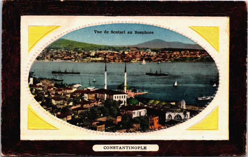 Turkey View from Scutari to the Bosphorus Istanbul Constantinople Postcard C143