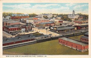 Cordele Georgia Business Section, Bird's Eye View, White Border Vintage PC U6841