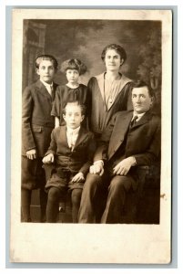 Vintage 1920's RPPC Postcard Photo of Family of Five