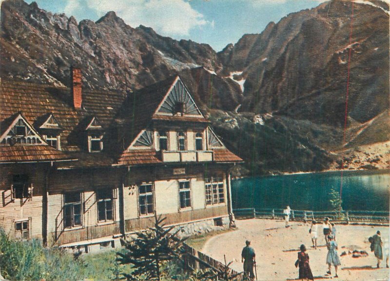 Postcard Poland PTTK hostel on the Morskie Oko lake