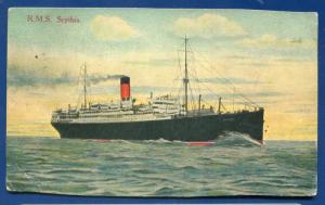 R.M.S. Scythia Lines Ocean Liner passenger steamer old postcard