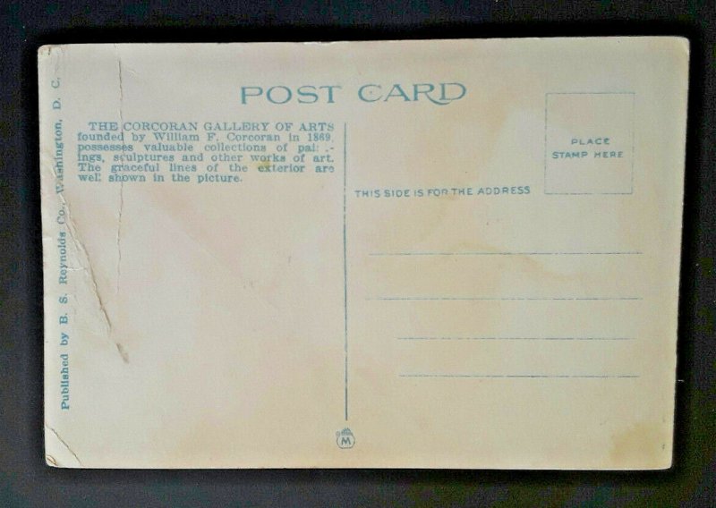 Mint Vintage Washington DC Corcoran Art Gallery 1920s Postcard 