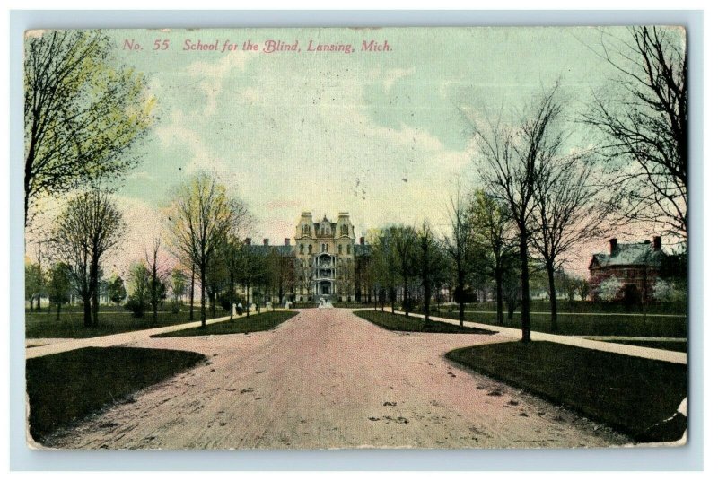 C. 1910 School For The Blind Lansing, MI Postcard F58 