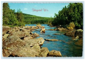 c1950's Hayward Wisconsin WI, Canoe Country River Big Rocks Vintage Postcard