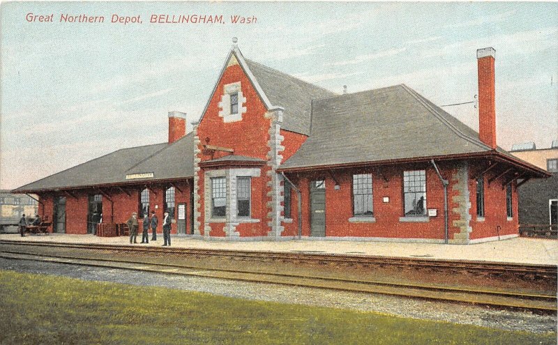 G33/ Bellingham Washington Postcard c1910 Great Northern Railroad Depot