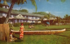 Vintage Postcard The Ocean Terrace Of Kona Inn Tropical Grounds Kailua Hawaii HI