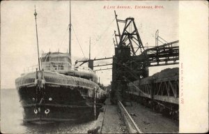 Escanaba Michigan MI Coal or Ore Ship CAMBRIA c1910 Postcard 