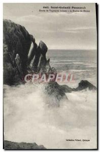 Postcard Old Saint Guenole Penmarch wave study was breaking the rock Monk