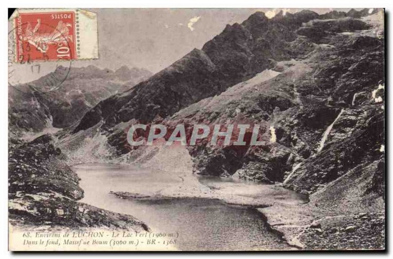 Postcard Old Surroundings of Luchon The Green Lake in the background