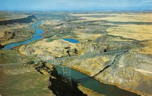 ID, Idaho  PERRINE BRIDGE & SNAKE RIVER CANYON~Aerial   c1950's Chrome Postcard