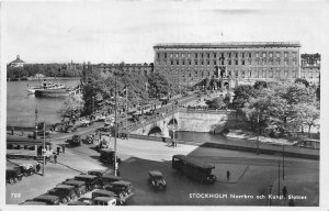Lot127  real photo norrbro and the royal castle stockholm sweden bus car ship