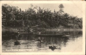 Bandau Malaysia British North Borneo River Scene Boating Vintage Postcard