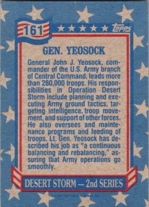Military 1991 Topps Desert Storm Card General Yeosock sk21375