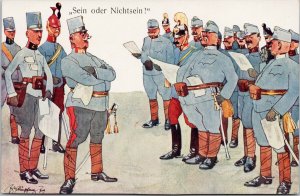 Group of Soldiers 'Sein Oder Nichtsein' Unused Austria printed Postcard G97