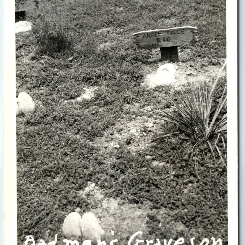 c1940s Dodge City, KS Boothill Grave RPPC Angel Face Kid 1875 Real Photo PC A100 