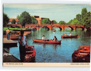 Postcard The Bridge And River, Stratford-Upon-Avon, England