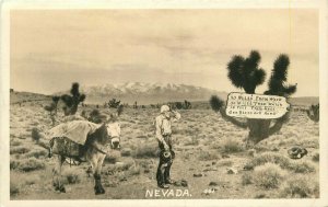 1940s Nevada Desert Prospector Mule RPPC Photo Postcard 20-7742