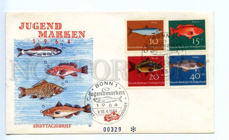 419049 GERMANY 1964 year Fishes First Day COVER