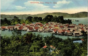 PC CPA SINGAPORE, MALAY VILLAGE ST.JAMES, VINTAGE POSTCARD (b4229)