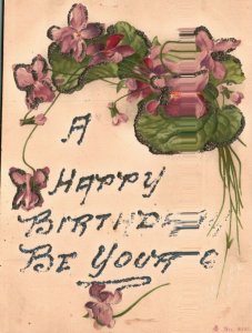 Vintage Postcard 1900's A Happy Birthday be You'rs Flowers