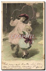 Postcard Old Children Skipping Rope