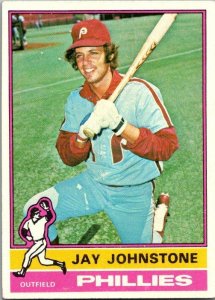 1976 Topps Football Card Jay Johnstone Philadelphia Phillies sk13538