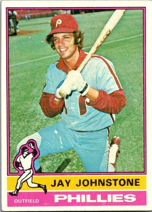 1976 Topps Football Card Jay Johnstone Philadelphia Phillies sk13538