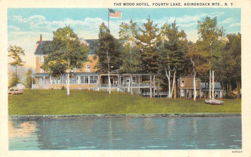 NY New York   WOOD HOTEL~FOURTH LAKE  Adirondack Mountains  ca1920's Postcard 