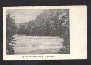 AKRON OHIO CUYAHOGA RIVER BIG FALLS WATERFALL 1905 VINTAGE POSTCARD