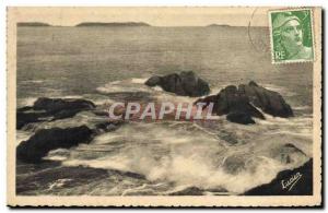 Old Postcard Perros Guirec Effect Sea Rocks In The Deep Seven Islands
