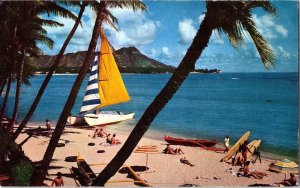Hawaii Waikiki Beach Diamond Head Water Sports Mike Roberts Postcard