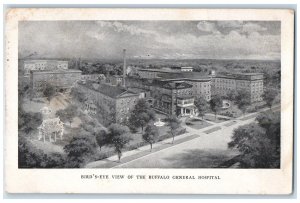 1912 Bird's Eye View Of Buffalo General Hospital Building Entrance NY Postcard 