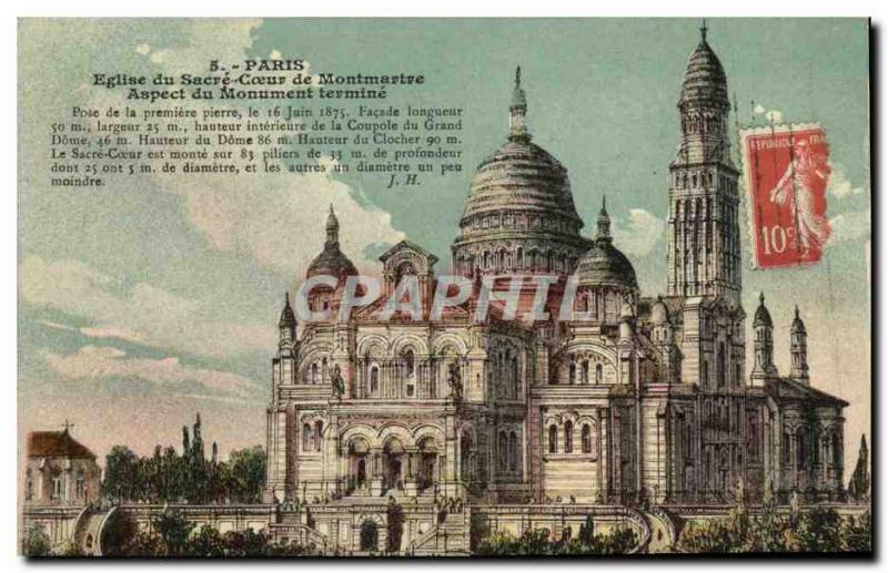 Old Postcard Paris Church of the Sacred Heart of Montmartre Monument Appearan...