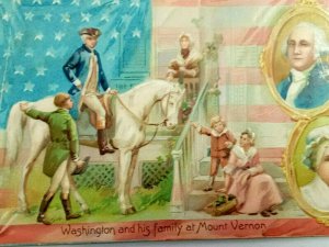 Vintage Postcard 1910's Washington and His Family at Mount Vernon Embossed