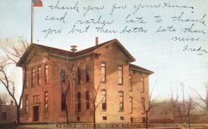 Rock Island IL-Illinois, Kemble School Campus Building Landmark Vintage Postcard