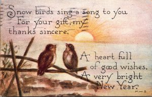 Happy New Year With Singing Birds 1912