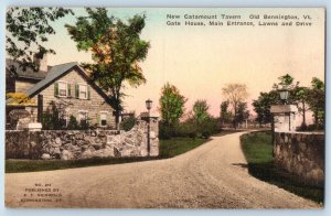 c1940 Bennington Vermont Postcard New Catamount Tavern Gate House Main Entrance
