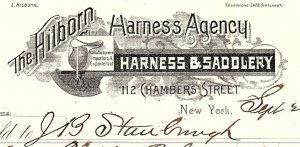 1902 THE HILBORN HARNESS AGT HARNESS & SADDLERY NEW YORK INVOICE BILLHEAD Z4239