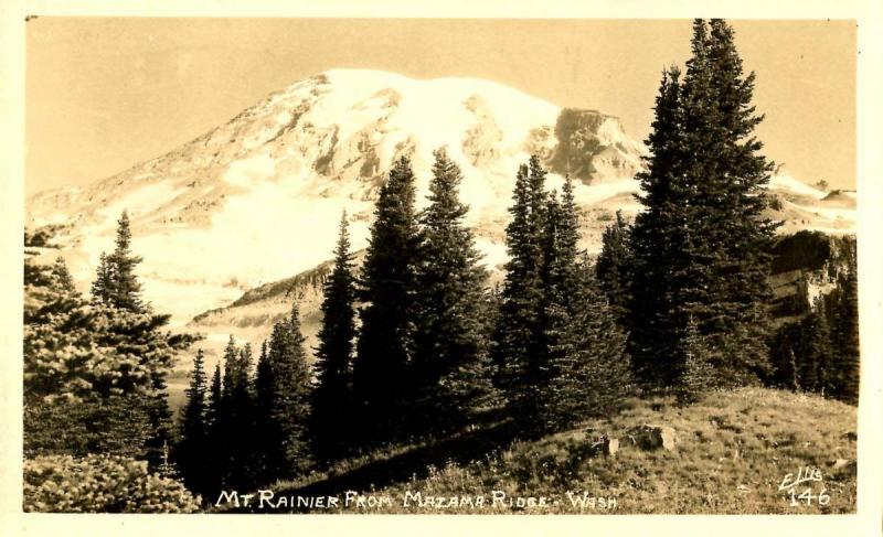 WA - Mt. Rainier from Mazama Ridge  - RPPC