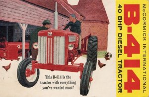 McCormick International 4-414 BHP Diesel Tractor RARE Advertising Postcard