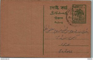 Pakistan Postal Stationery Tree 5 Paisa to Lahore