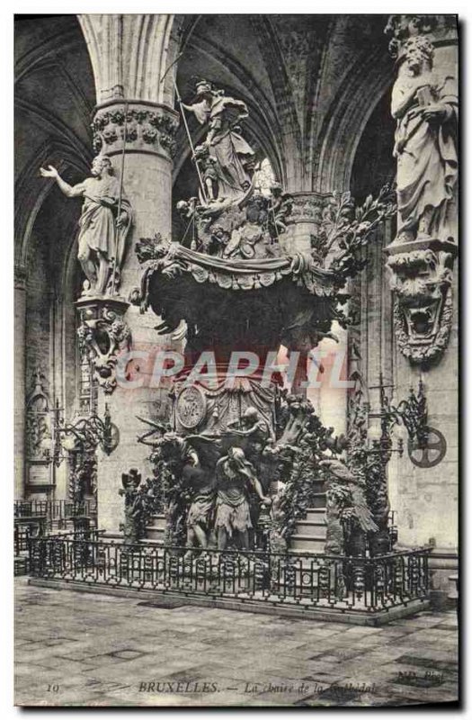 Old Postcard The Chair Brussels cathedral