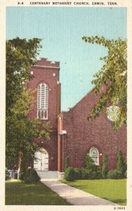 Vintage Postcard Centenary Methodist Church Erwin Tennessee TN Asheville Post