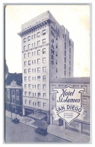 Hotel St James San Diego California CA UNP DB Postcard R14